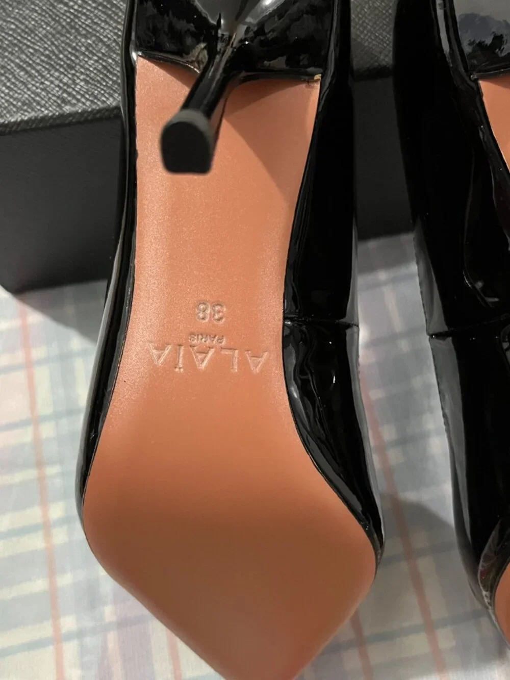 Alaïa Le Cœur Black Patent Leather Pointed-Toe High Heels